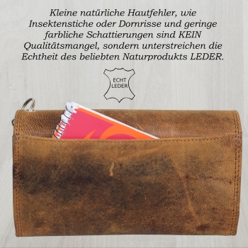 XXL Leder Wasserbüffel Gastronomie Kellnerbörse mit 5 Scheinfächern Rustikalton braun